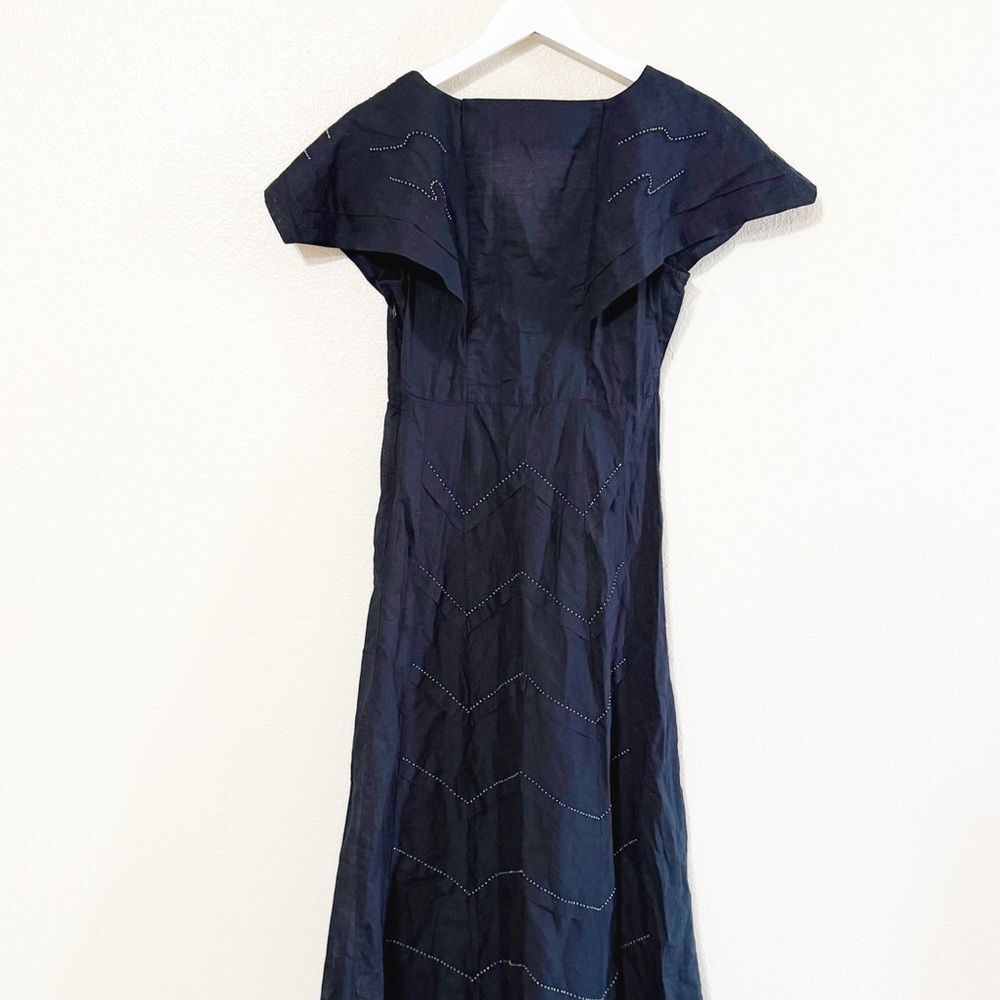 THE GREAT Beaded Partridge Black/Navy Blue Embellished Bird Midi Dress Size XS - Picture 10 of 14
